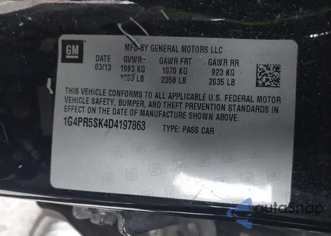 2013 Buick Verano Convenience Group z USA, uszkodzony, nr VIN 1G4PR5SK4D4197863